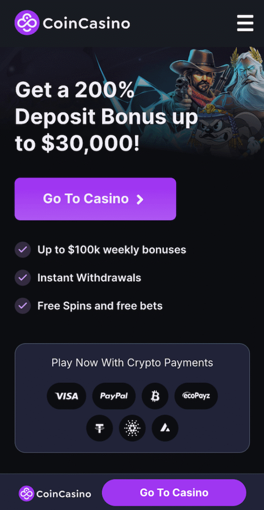 CoinCasino webpage
