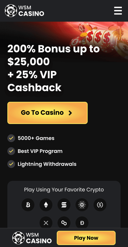 WSM Casino webpage