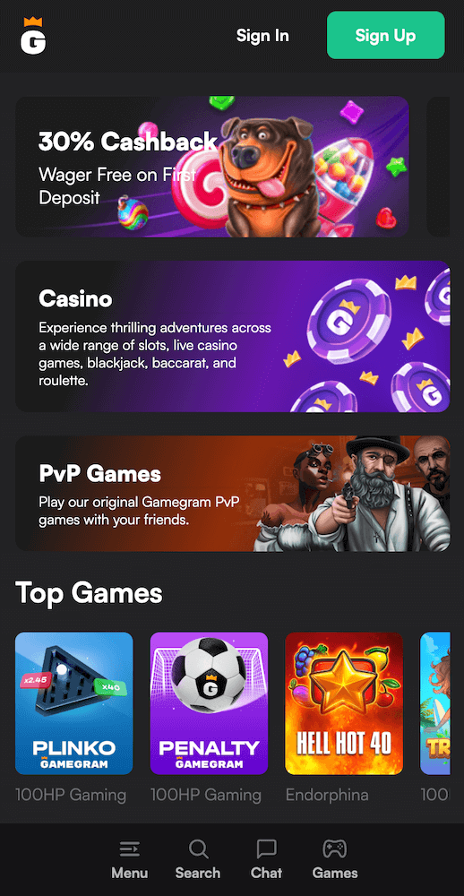 Gamegram webpage