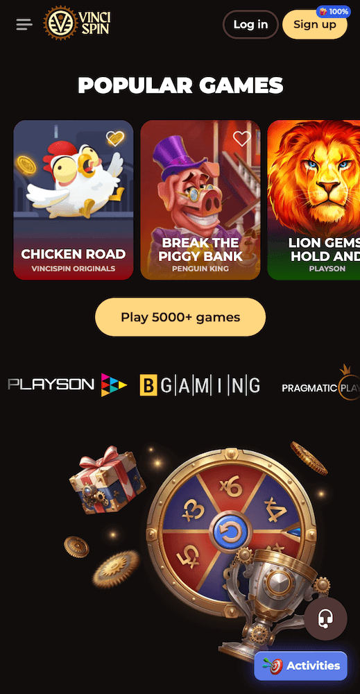 Vincispin webpage