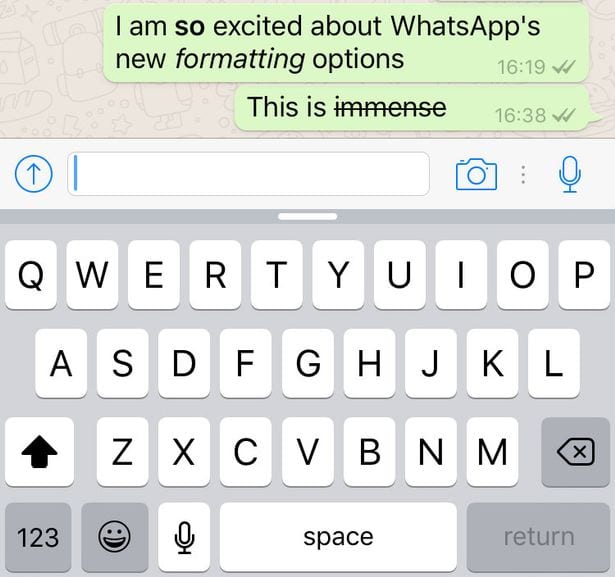 Whatsapp formatting