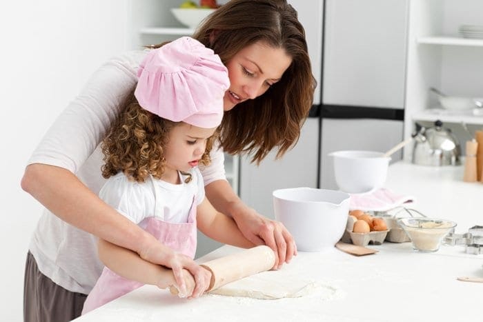 cooking in kitchen