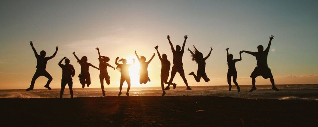 Group of friends celebrating happiness.