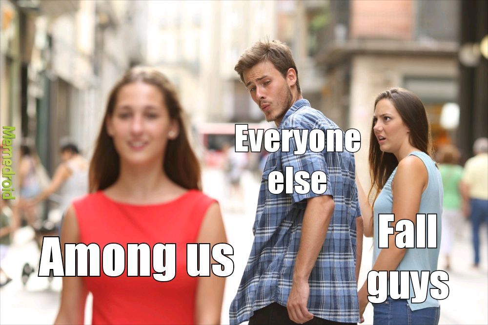 Among us vs FAll Guys meme