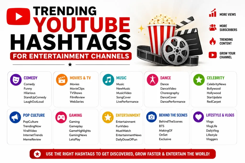 Trending hashtags for entertainment channels Trending hashtags for entertainment channels