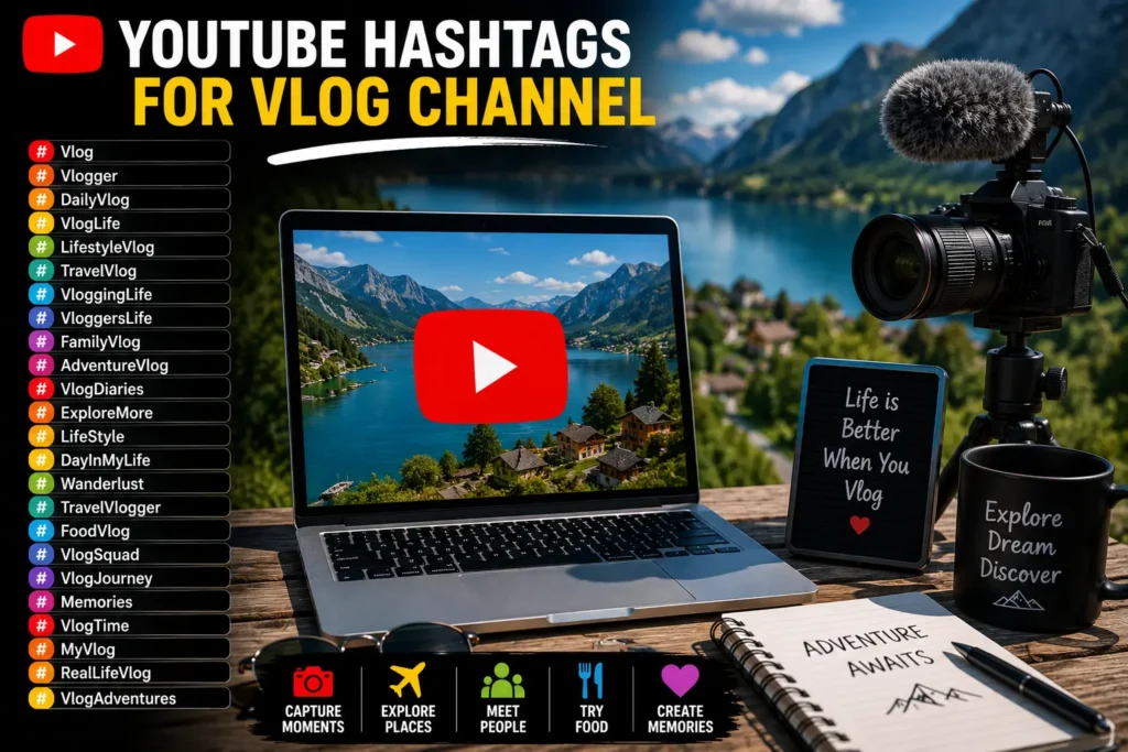 Youtube hashtags for vlog channel Youtube hashtags for vlog channel