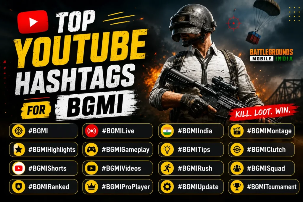 Top youtube hashtags for bgmi Top youtube hashtags for bgmi