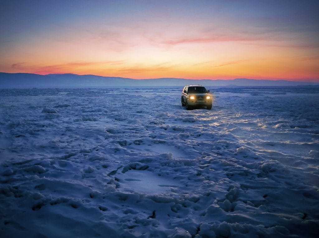 Car stuck in snow