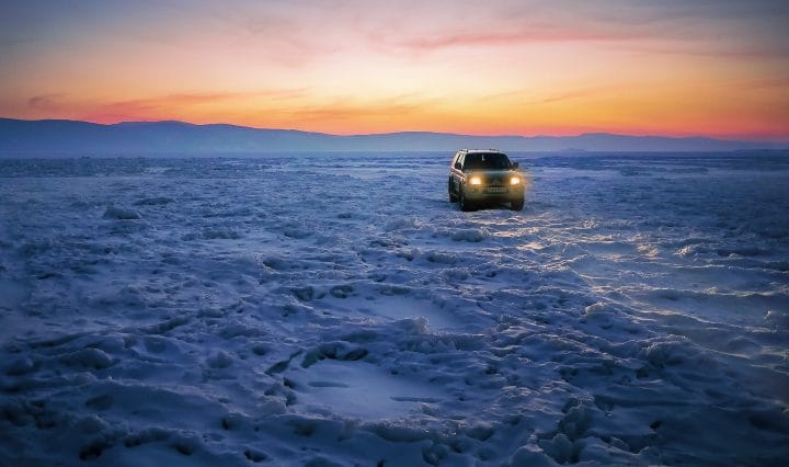 Car stuck in snow