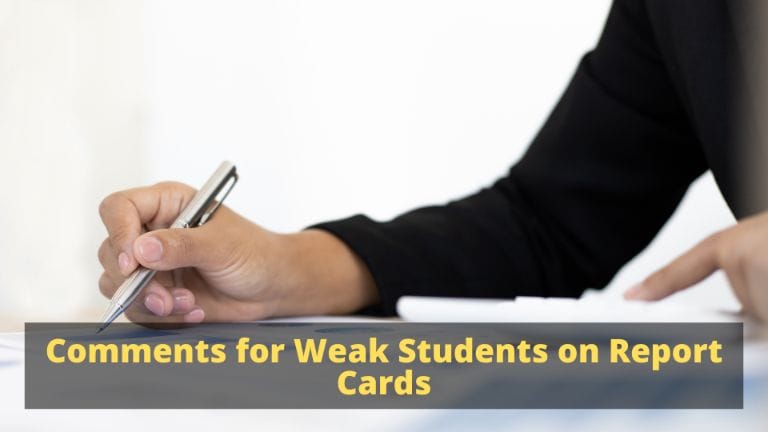 Comments for weak students on report cards