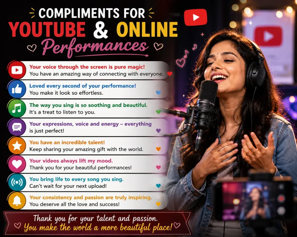 Compliments for youtube and online performances Compliments for youtube and online performances
