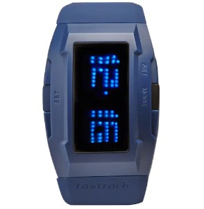 Black Dial Blue Plastic Strap Watch