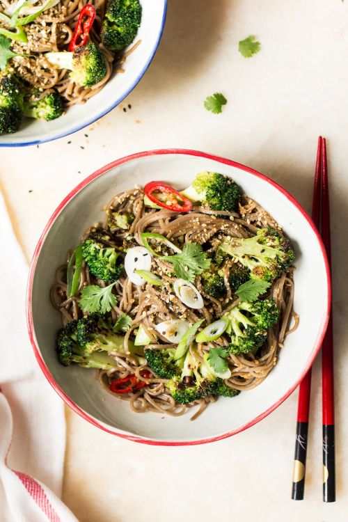 Soba Noodles With Sesame On Top