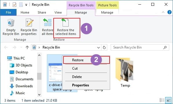 How To Restore The Discarded Files Via Recycle Bin