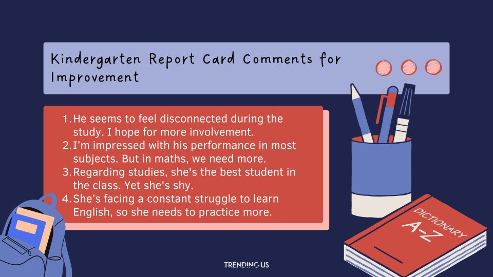 Kindergarten Report Card Comments For Improvement 