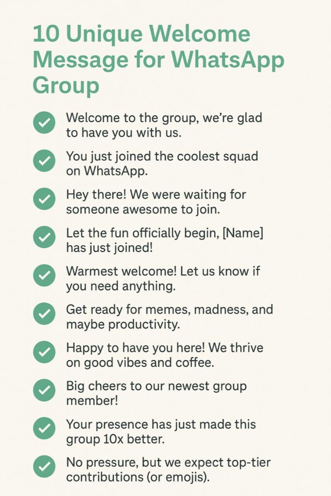 Special welcome messages for whatsapp group