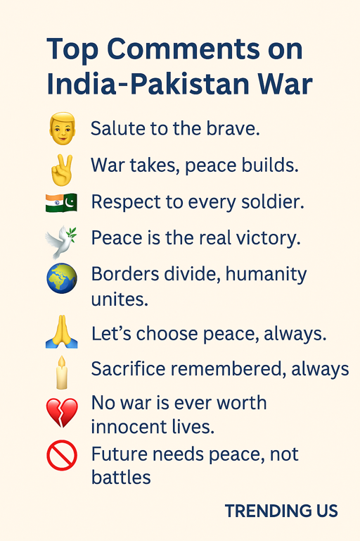25+ Top Comments on India-Pakistan War