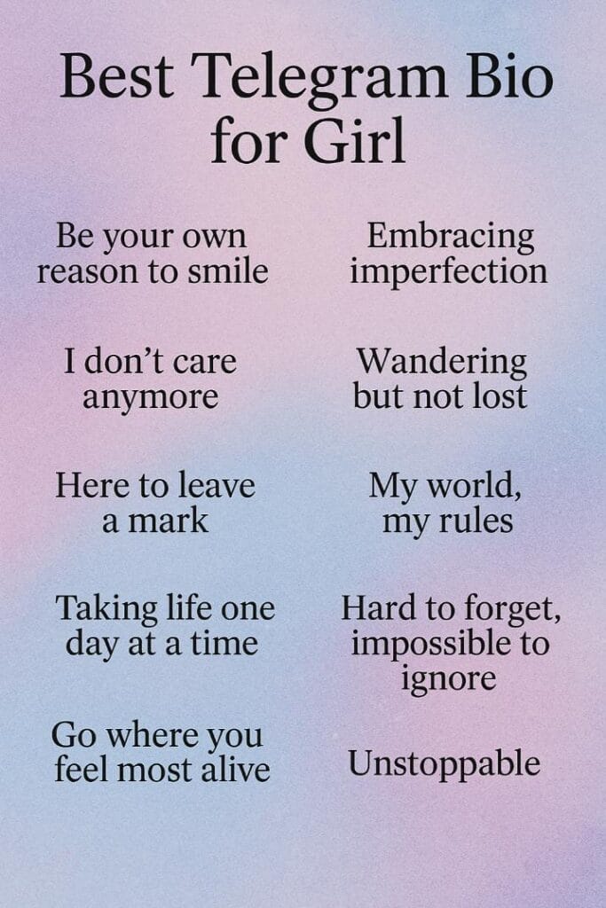 Telegram bio for girl