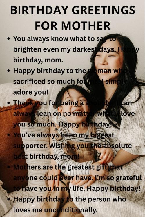 Birthday greetings for a mother