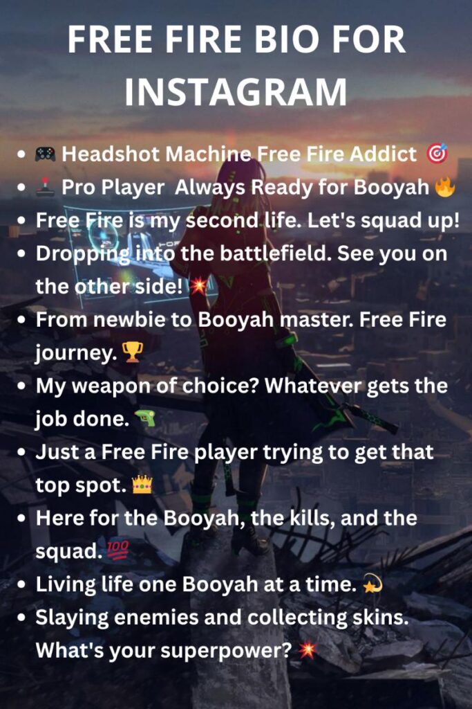 Free fire bio for instagram