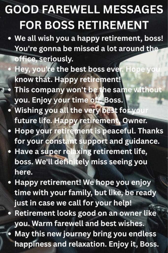 Farewell messages for boss retirement