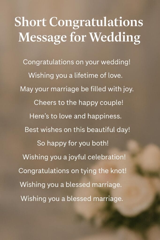 Messages to congratulations for wedding