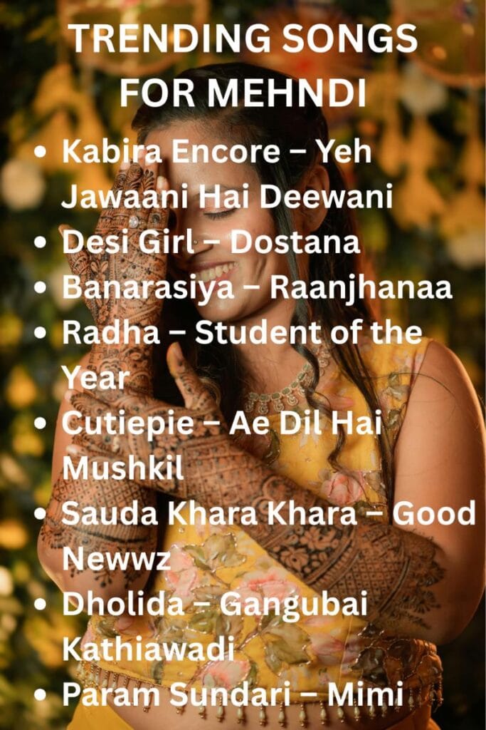 Trending songs for mehndi dance and events