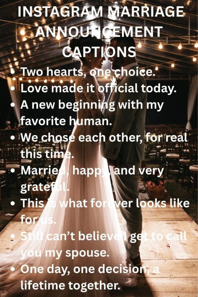 Wedding announcement captions