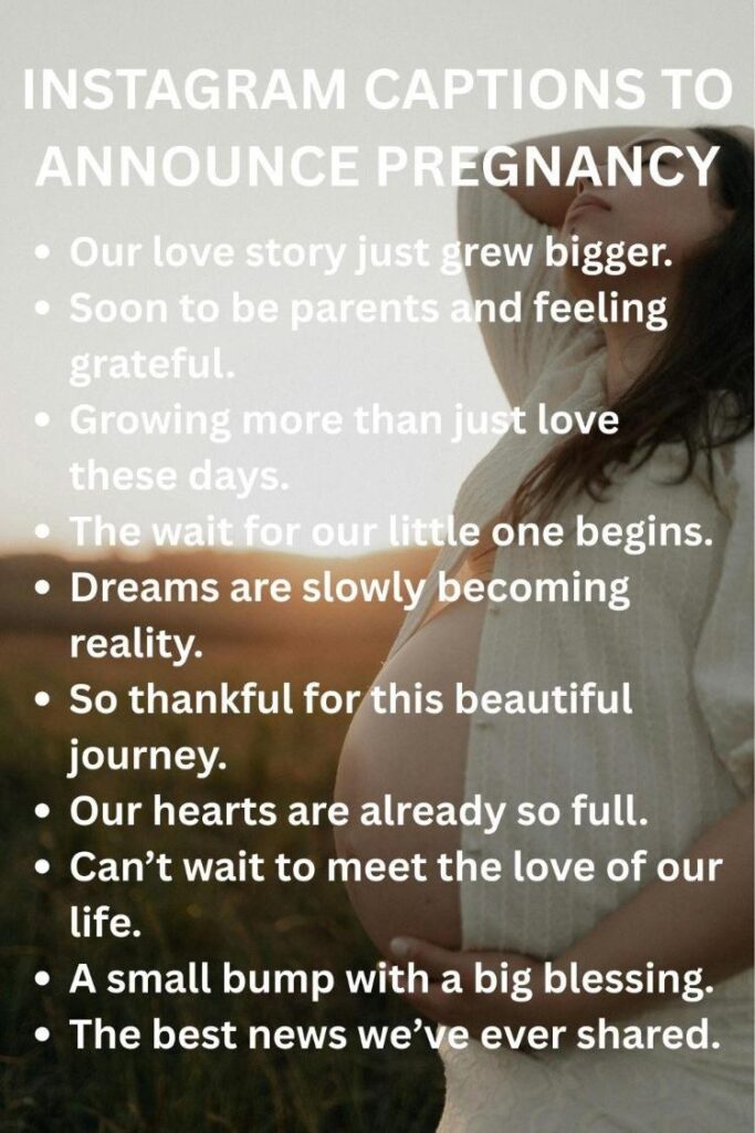 Captions to announce pregnancy