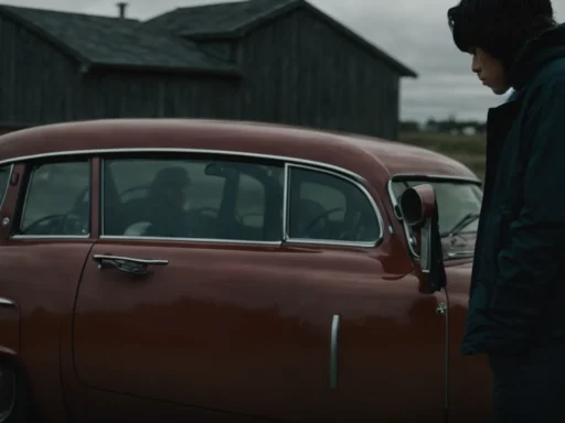 A person stands beside a locked car, looking through the window with a worried expression.