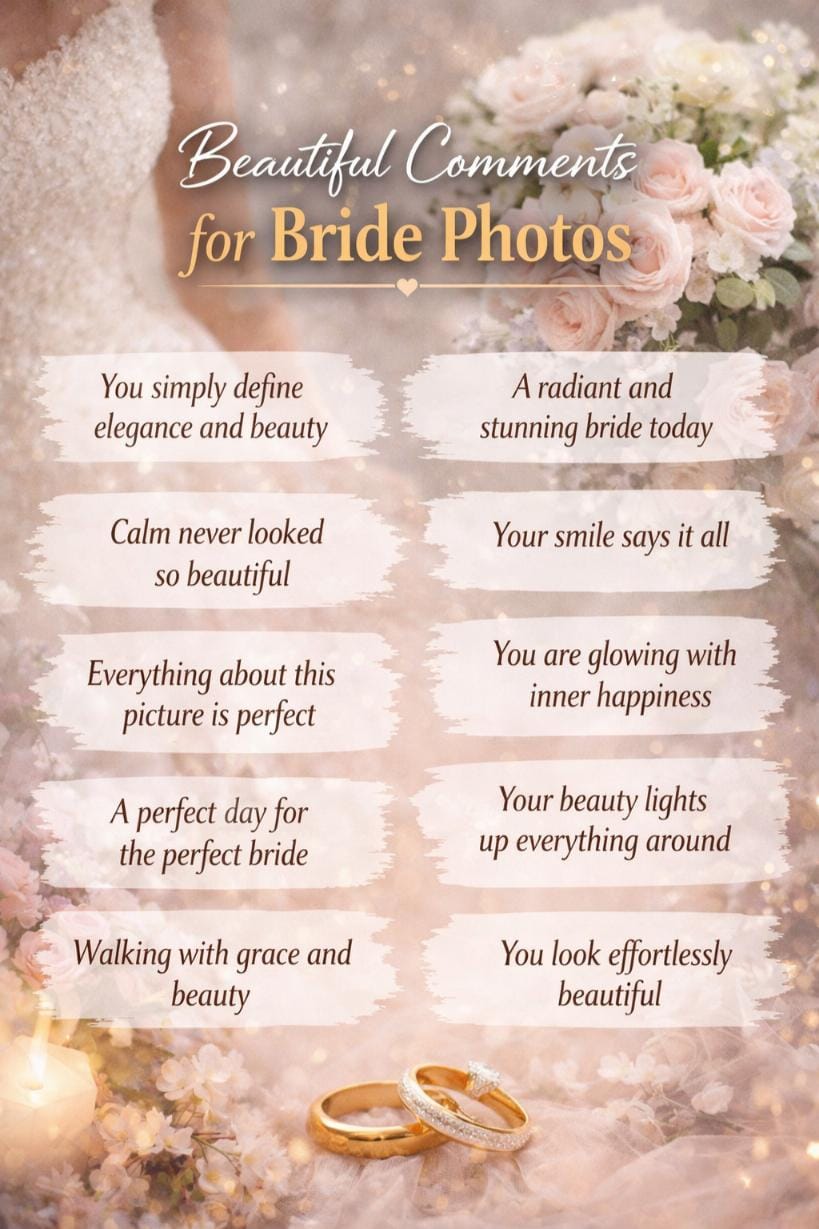 85+ Adorable Comments for Bride Photos & Videos — Trending Us