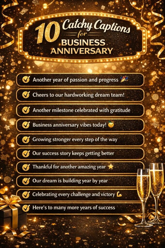 Top captions for business anniversary