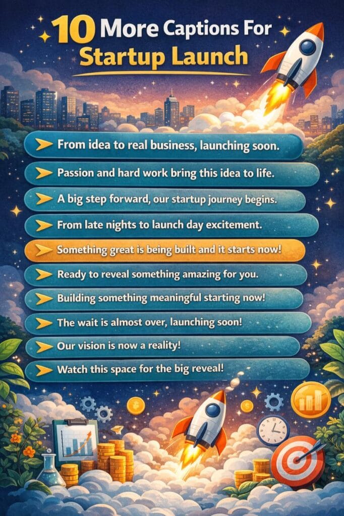 Top captions for startup launch