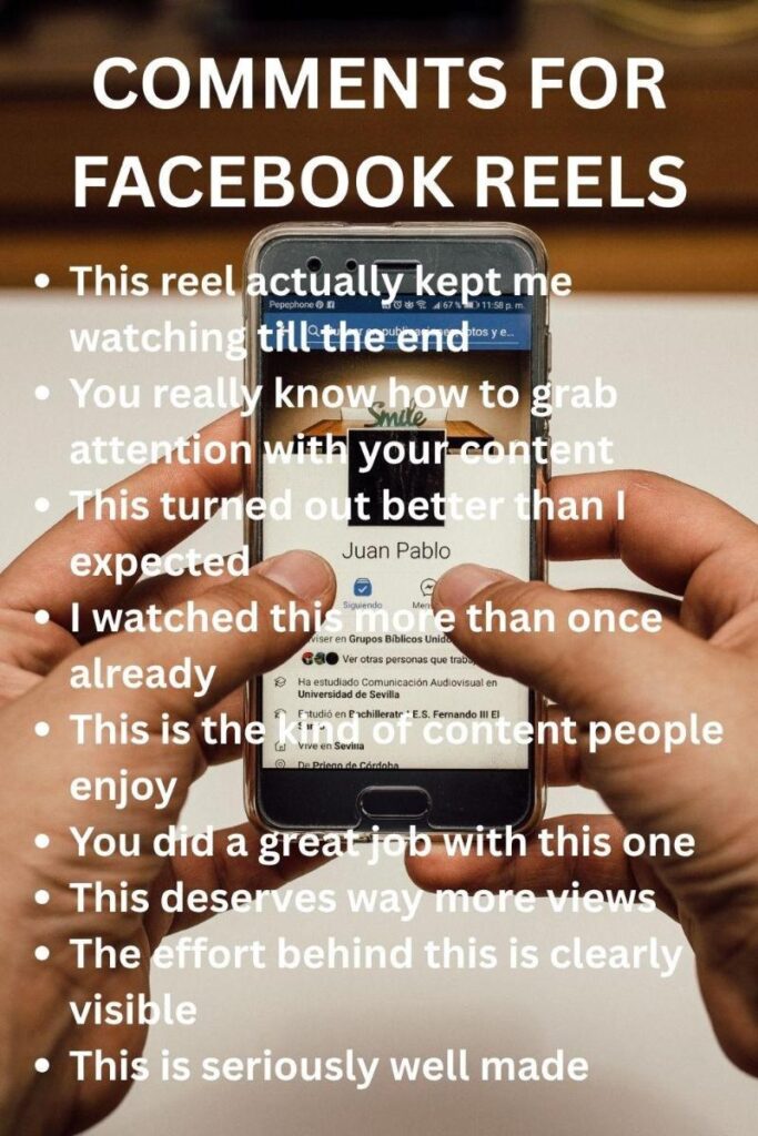 Comments for facebook reels