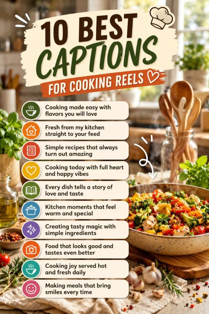 Top captions for cooking reels