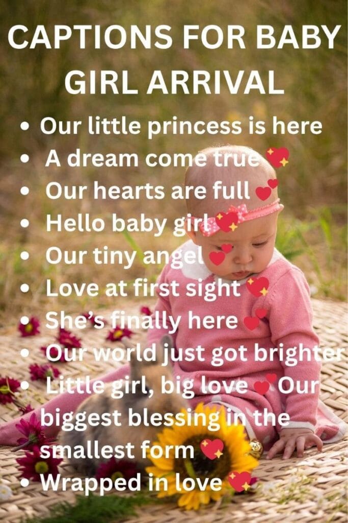 Trendy captions for baby girl arrival