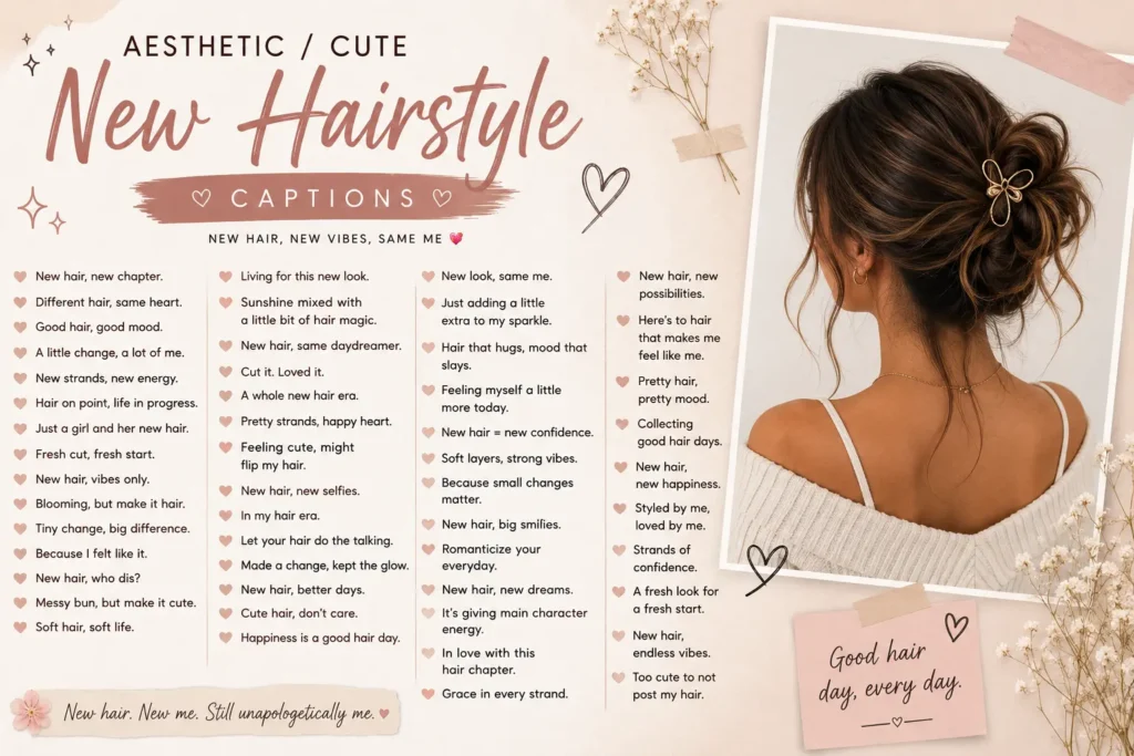 Aesthetic cute new hairstyle captions Aesthetic cute new hairstyle captions