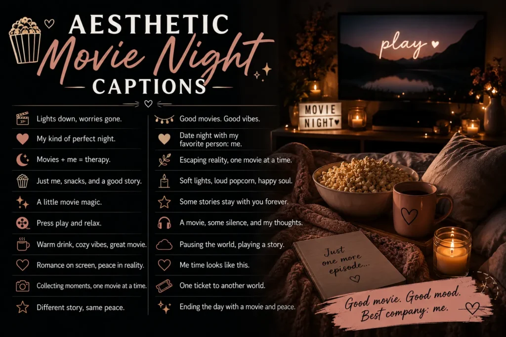 Aesthetic movie night captions