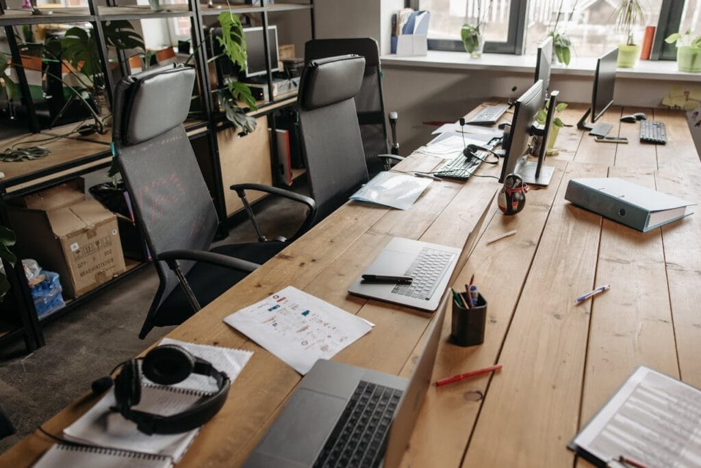 Captions for office desk setup