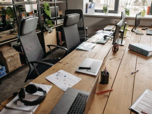 Captions for office desk setup