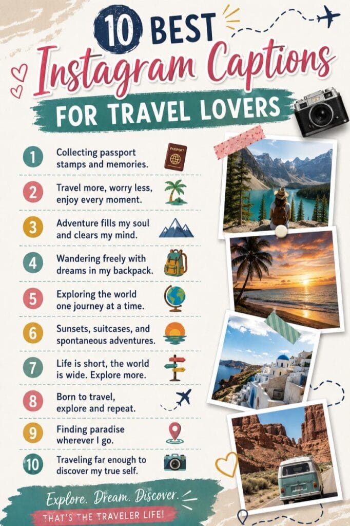 Captions for travel lover Captions for travel lover