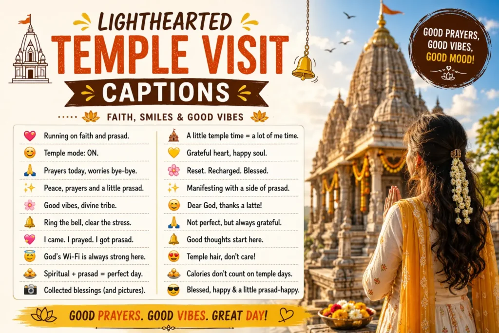 Lighthearted temple captions Lighthearted temple captions