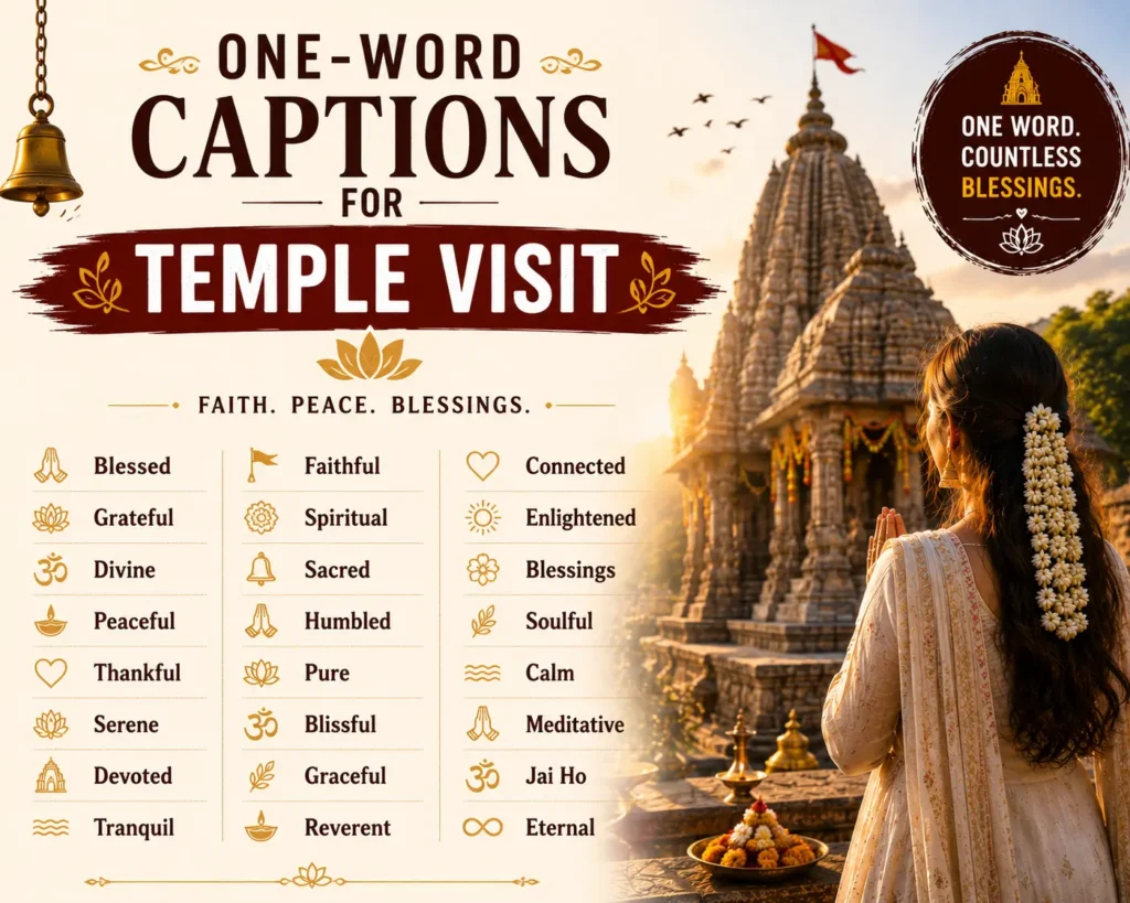 One word captions for temple visit One word captions for temple visit