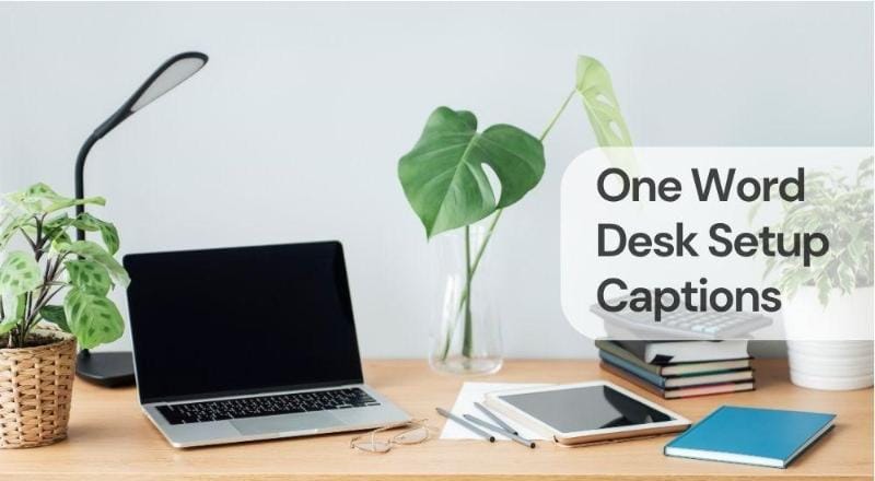 One word desk setup captions