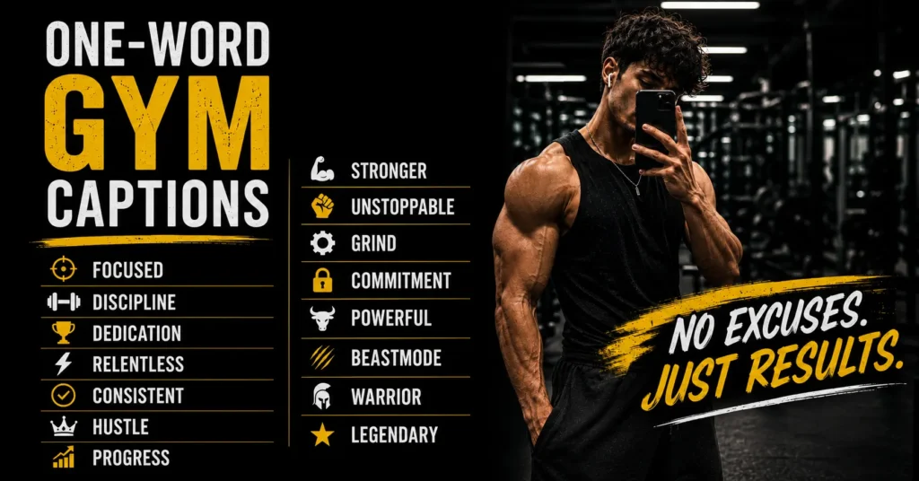 One word gym captions One word gym captions