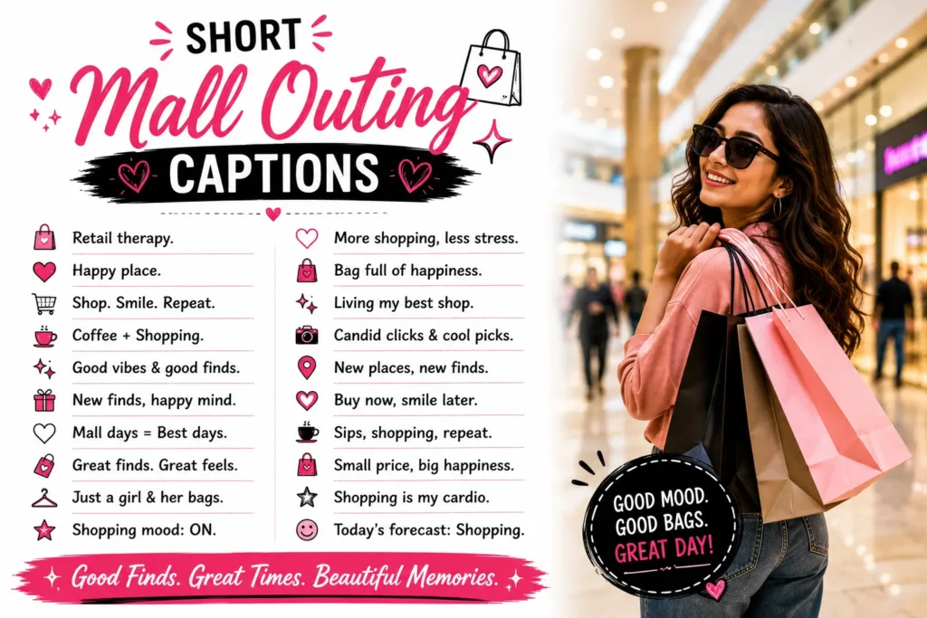 Short mall outing captions Short mall outing captions