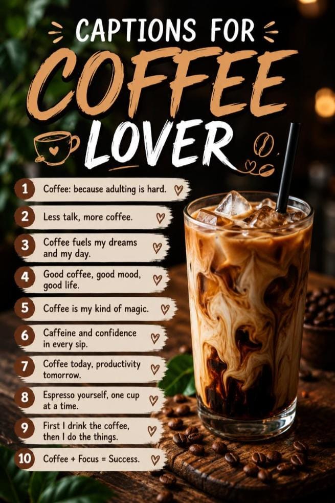 Top captions for coffee lovers Top captions for coffee lovers