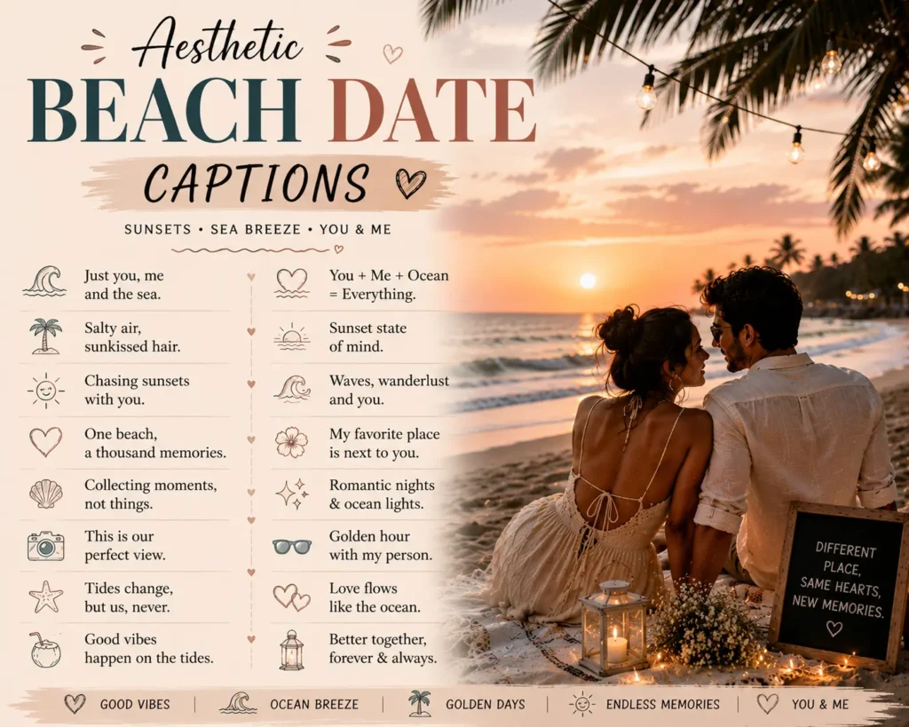 Aesthetic beach date captions Aesthetic beach date captions