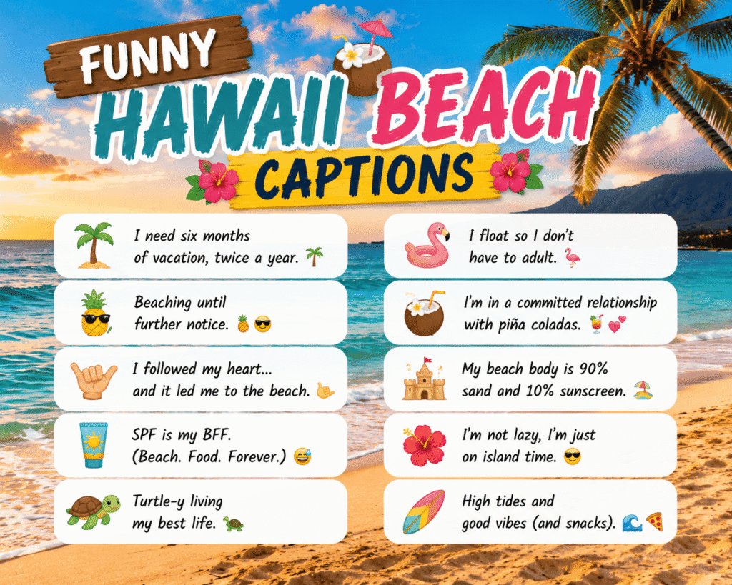 Funny hawaii beach captions Funny hawaii beach captions