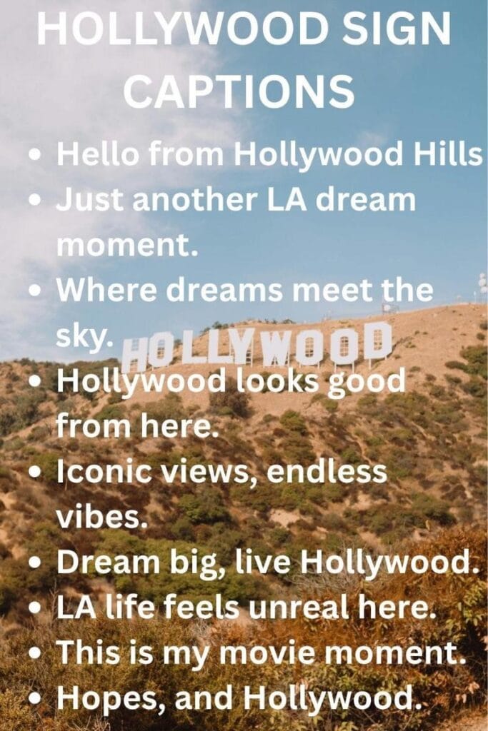 Ig hollywood sign captions Ig hollywood sign captions